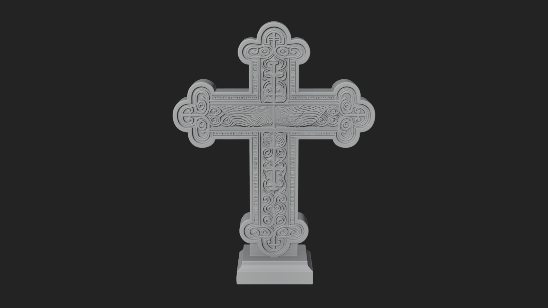 Carved Relief Wall Cross Design 444 3D Print Model 3D Model