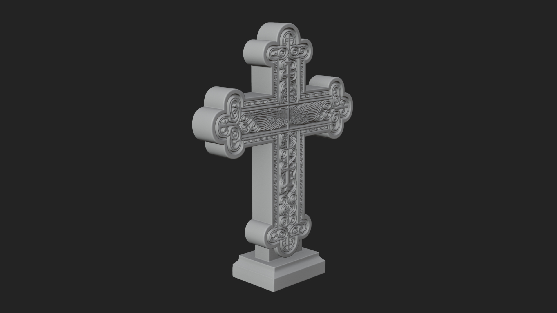 Carved Relief Wall Cross Design 444 3D Print Model 3D Model