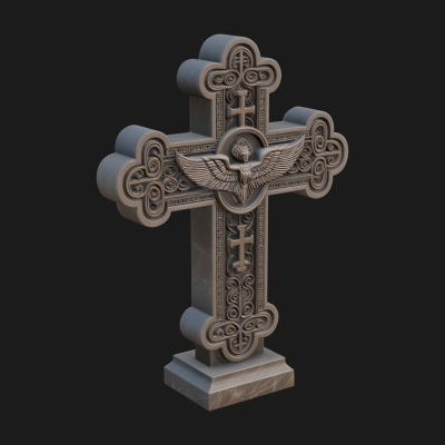 Carved Relief Wall Cross Design 444 3D Print Model