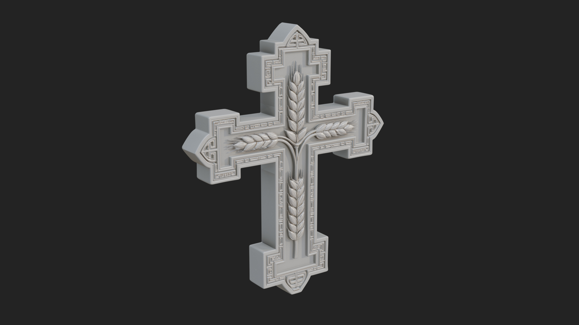 Carved Relief Wall Cross Design 445 3D Print Model 3D Model