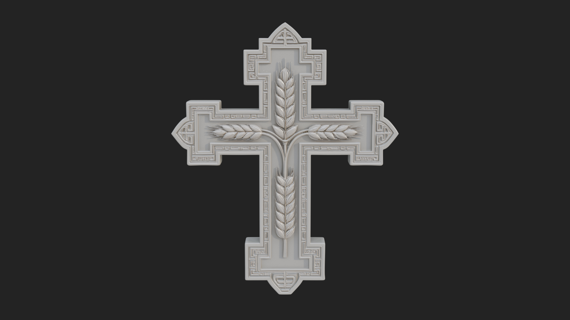 Carved Relief Wall Cross Design 445 3D Print Model 3D Model