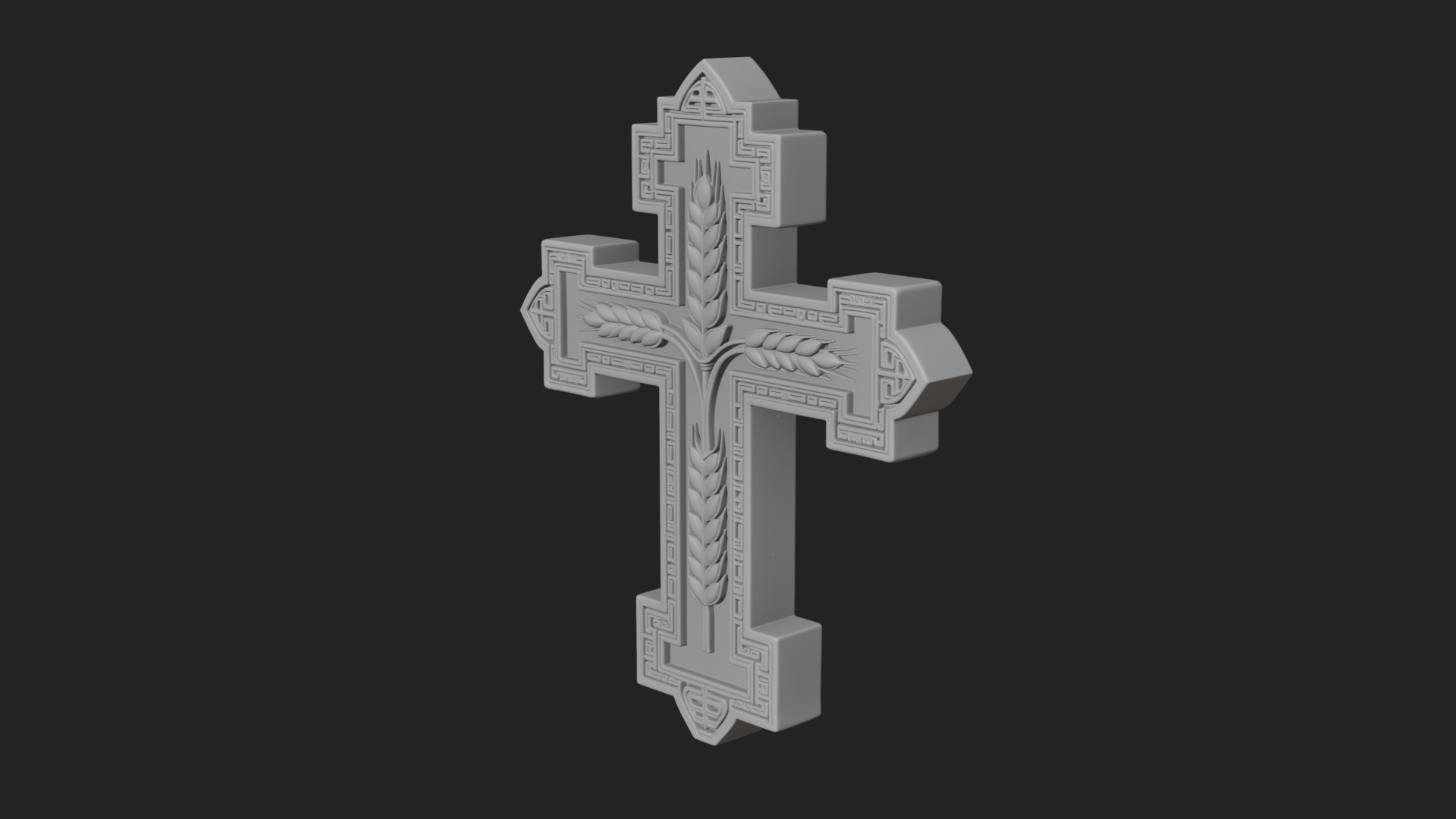 Carved Relief Wall Cross Design 445 3D Print Model 3D Model