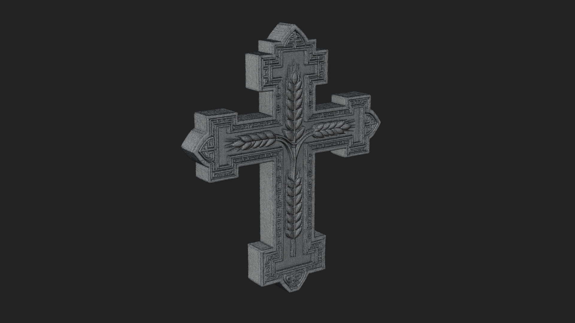 Carved Relief Wall Cross Design 445 3D Print Model 3D Model