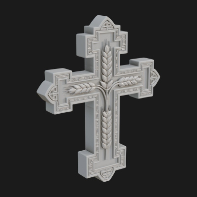 Carved Relief Wall Cross Design 445 3D Print Model