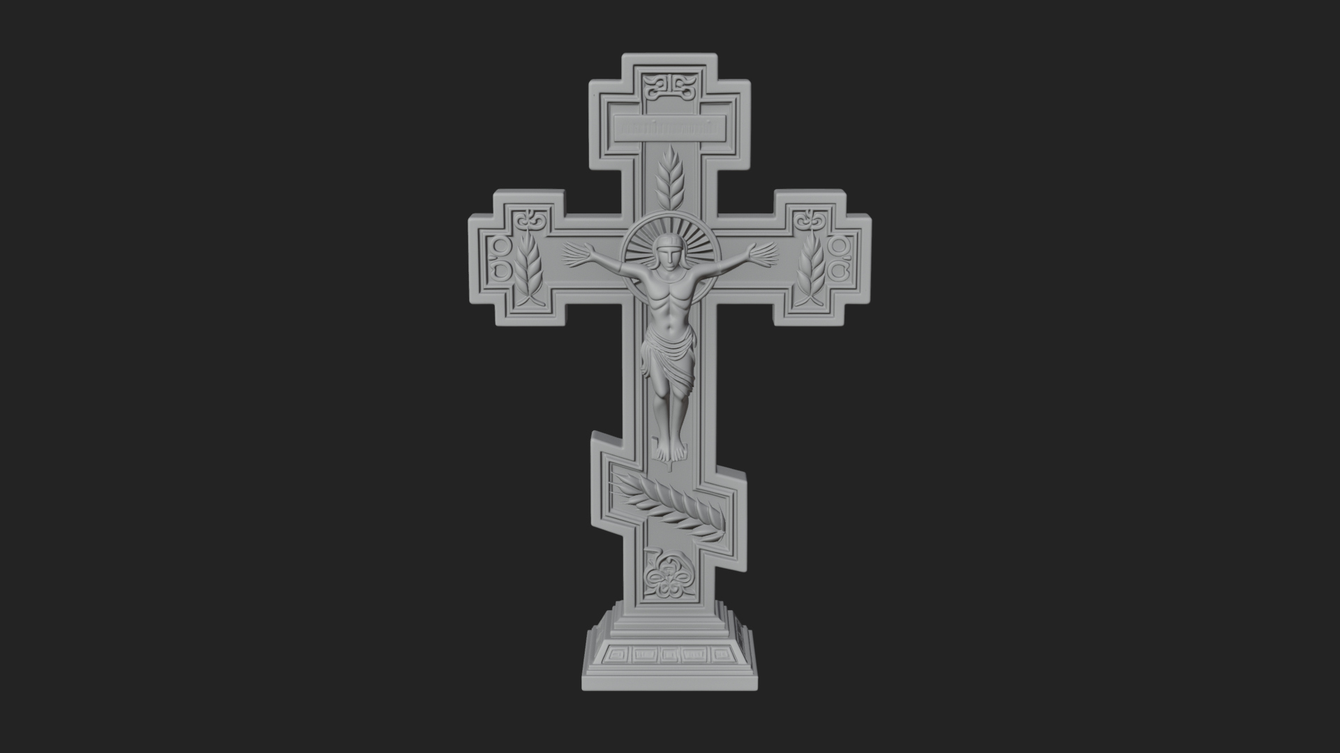 Carved Relief Wall Cross Design 446 3D Print Model 3D Model