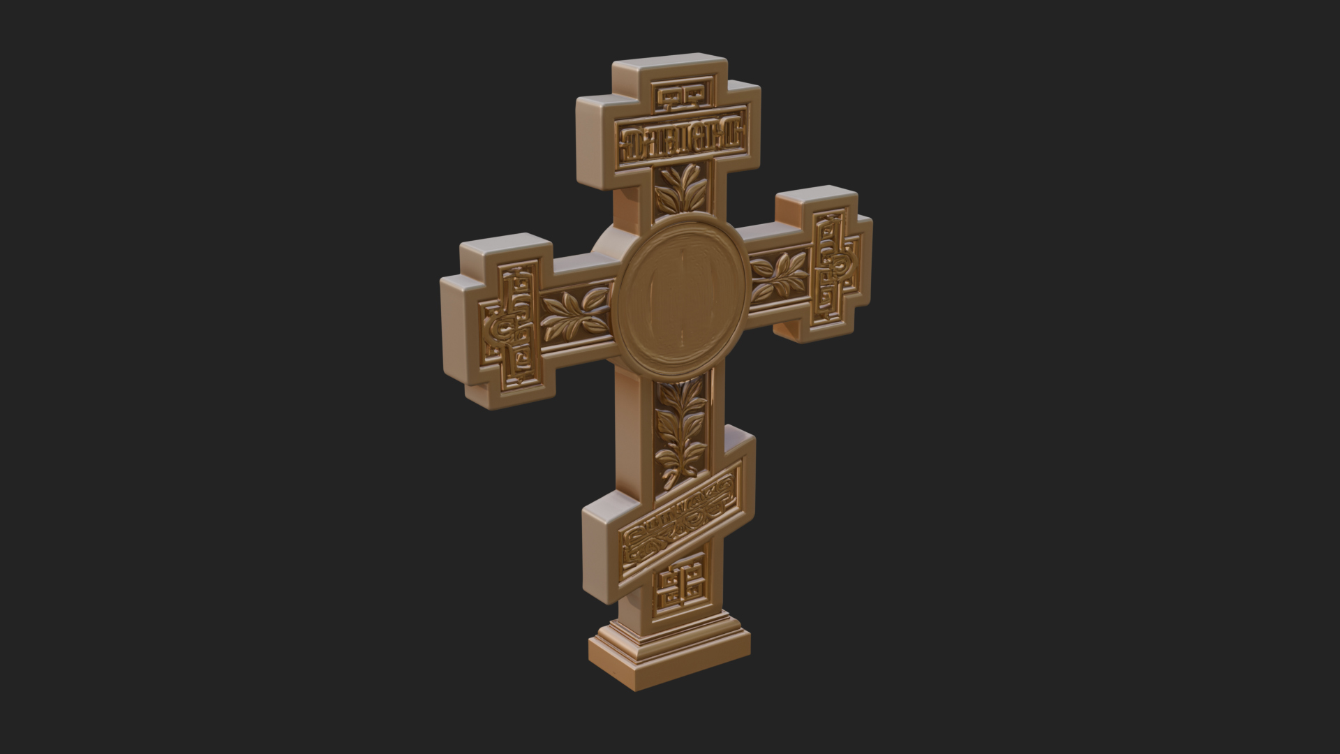 Carved Relief Wall Cross Design 449 3D Print Model 3D Model
