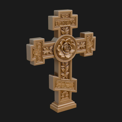 Carved Relief Wall Cross Design 449 3D Print Model