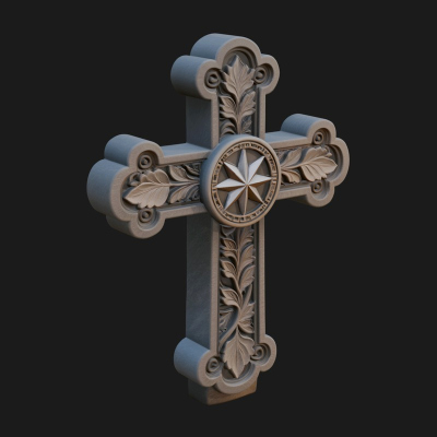 Carved Relief Wall Cross Design 45 3D Print Model