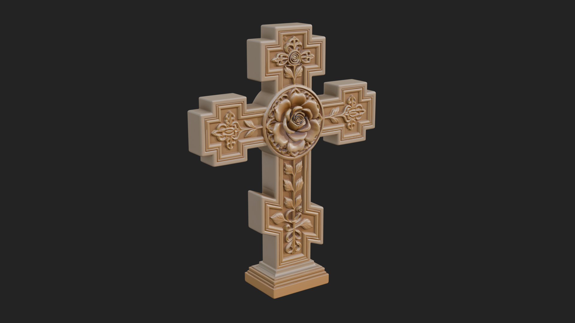 Carved Relief Wall Cross Design 450 3D Print Model 3D Model