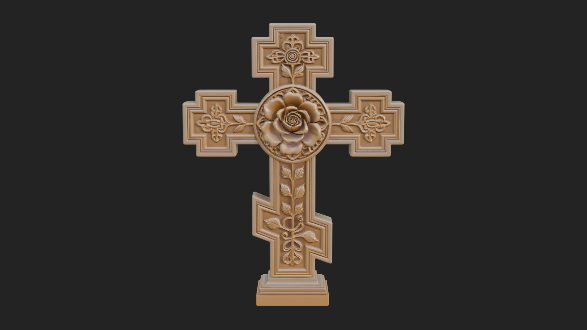 Carved Relief Wall Cross Design 450 3D Print Model 3D Model