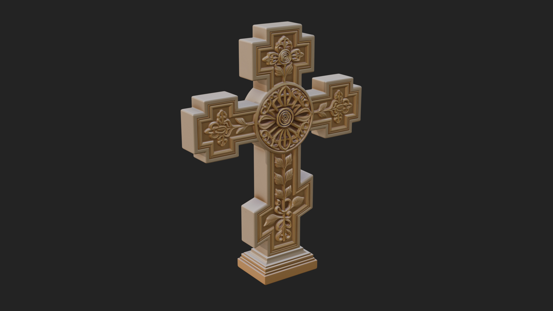 Carved Relief Wall Cross Design 450 3D Print Model 3D Model
