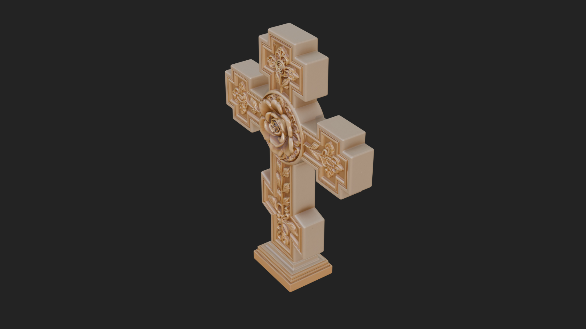 Carved Relief Wall Cross Design 450 3D Print Model 3D Model