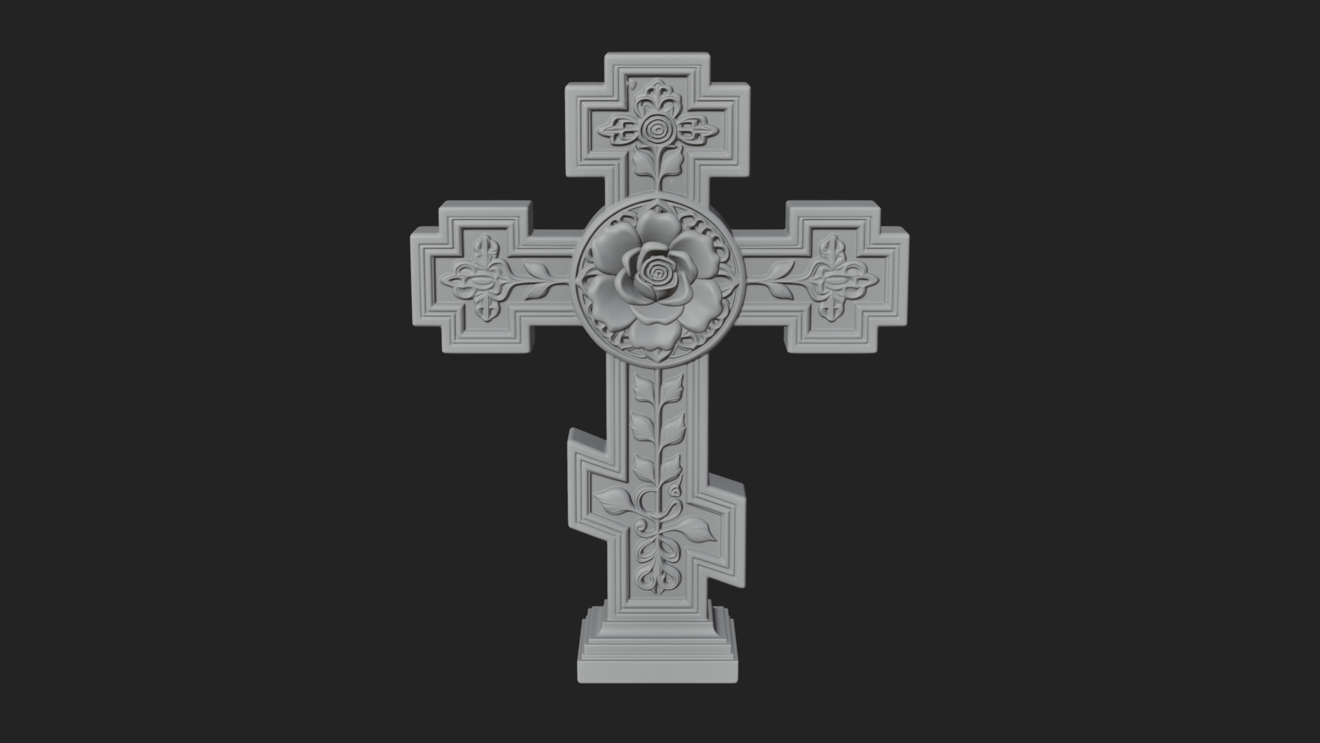 Carved Relief Wall Cross Design 450 3D Print Model 3D Model