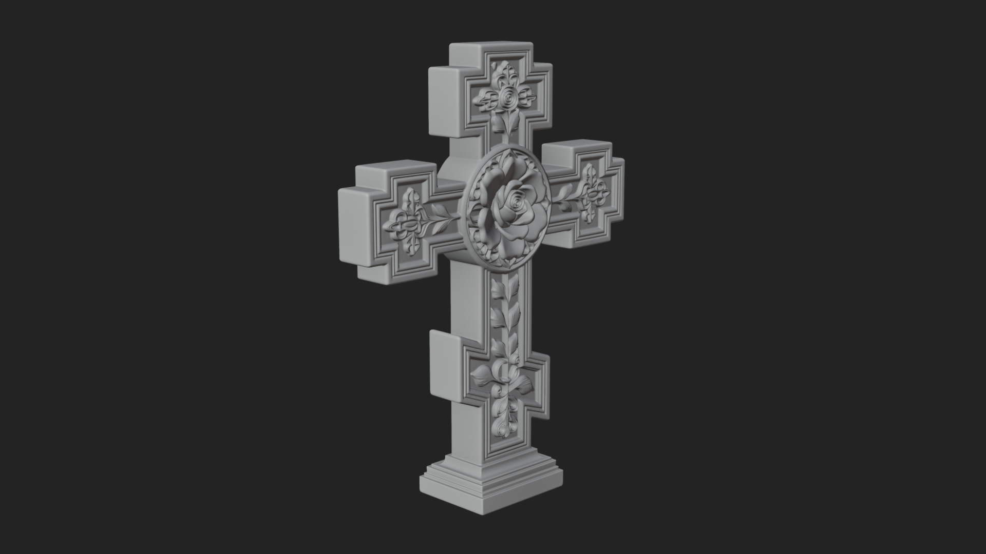 Carved Relief Wall Cross Design 450 3D Print Model 3D Model