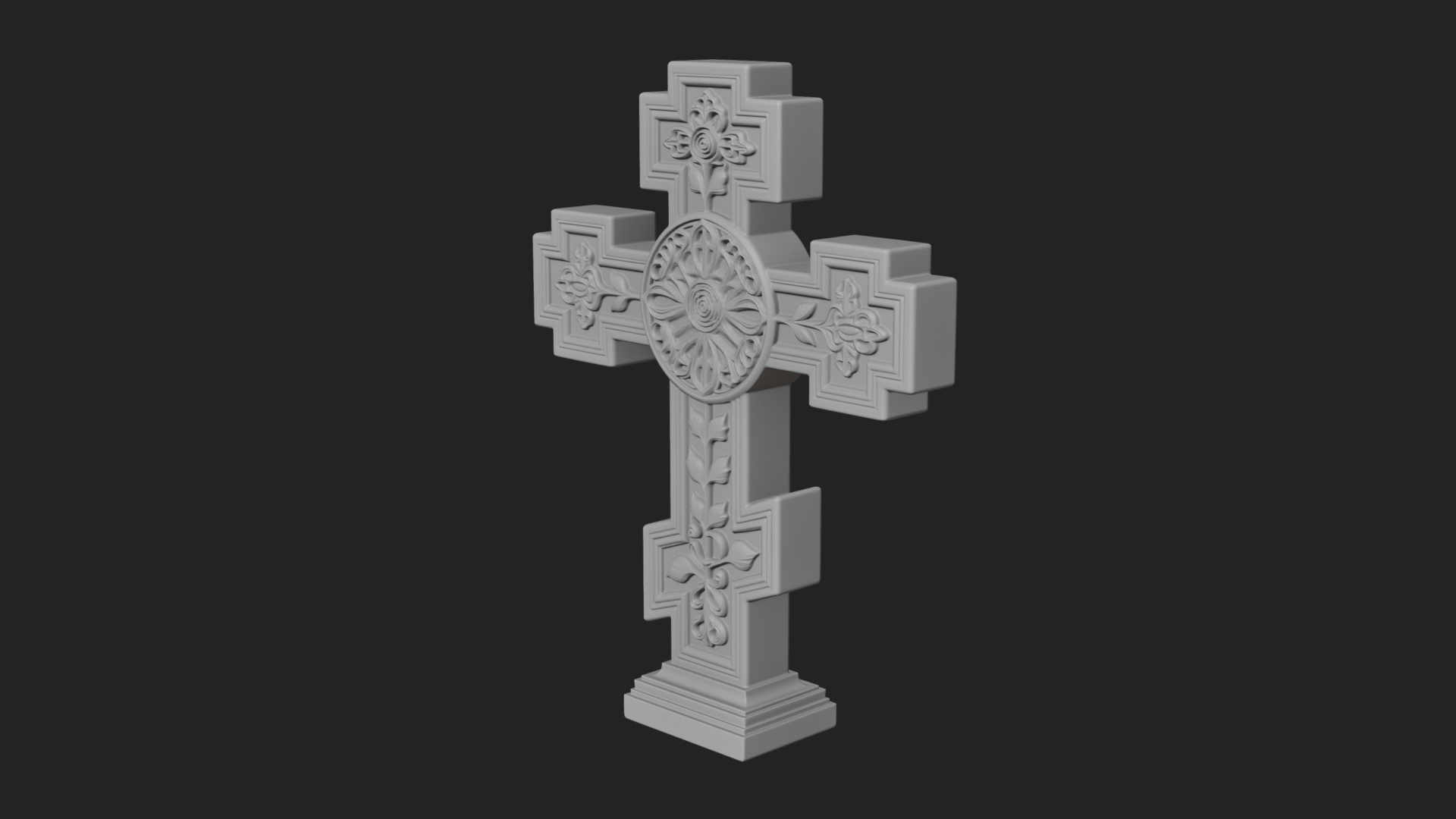 Carved Relief Wall Cross Design 450 3D Print Model 3D Model