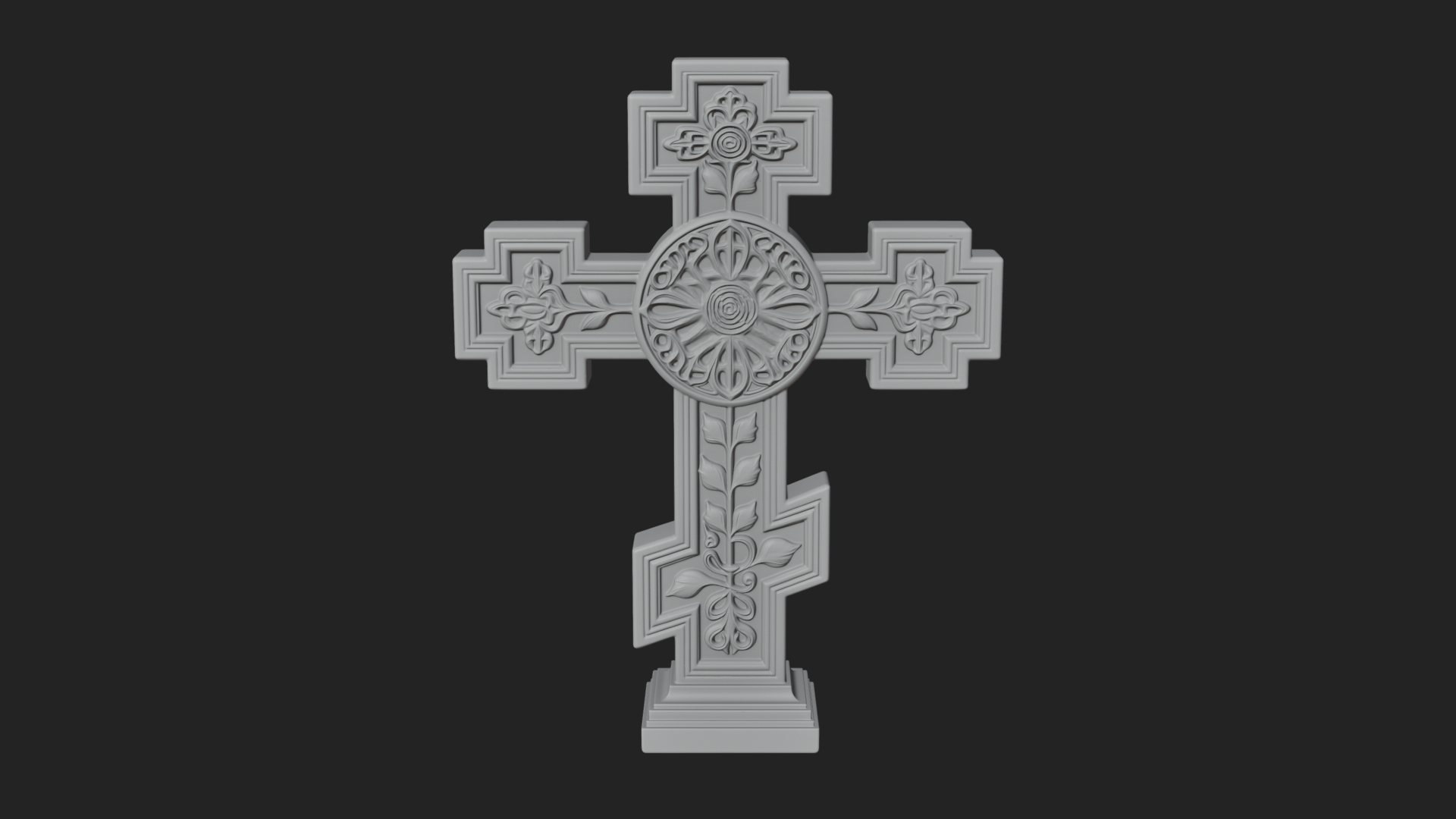 Carved Relief Wall Cross Design 450 3D Print Model 3D Model