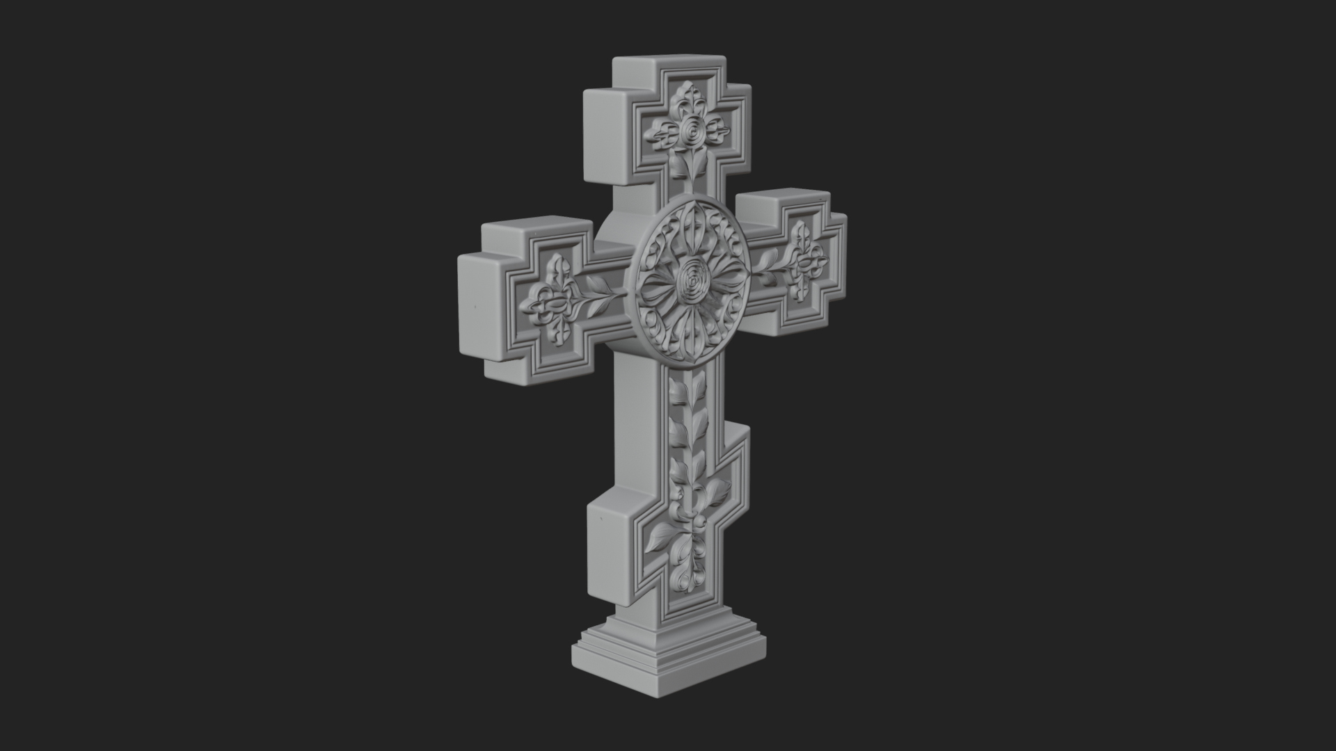Carved Relief Wall Cross Design 450 3D Print Model 3D Model