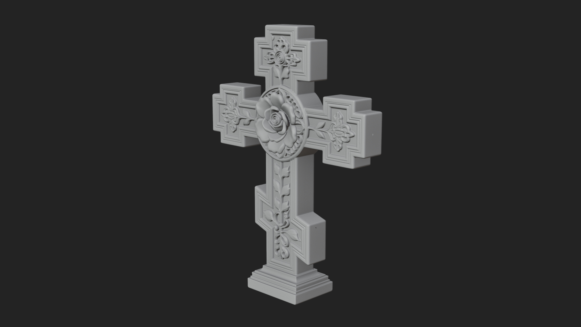 Carved Relief Wall Cross Design 450 3D Print Model 3D Model