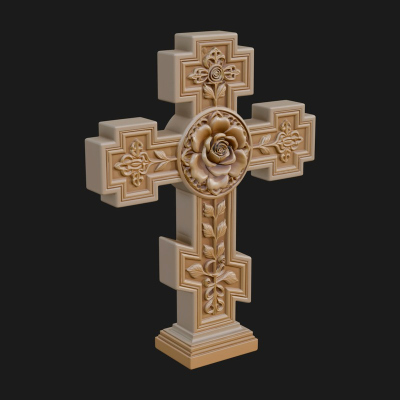 Carved Relief Wall Cross Design 450 3D Print Model