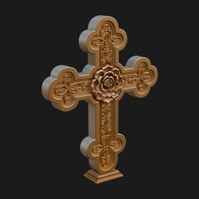 Carved Relief Wall Cross Design 451 3D Print Model