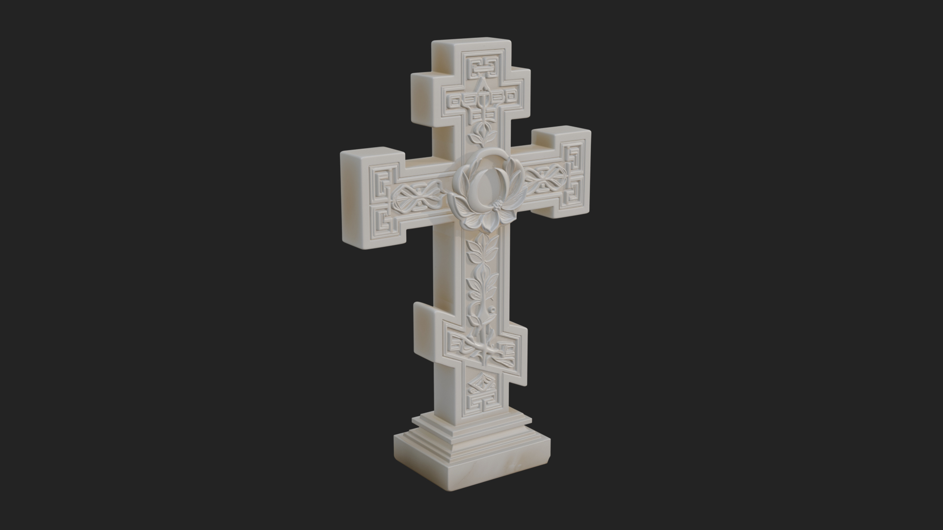 Carved Relief Wall Cross Design 454 3D Print Model 3D Model