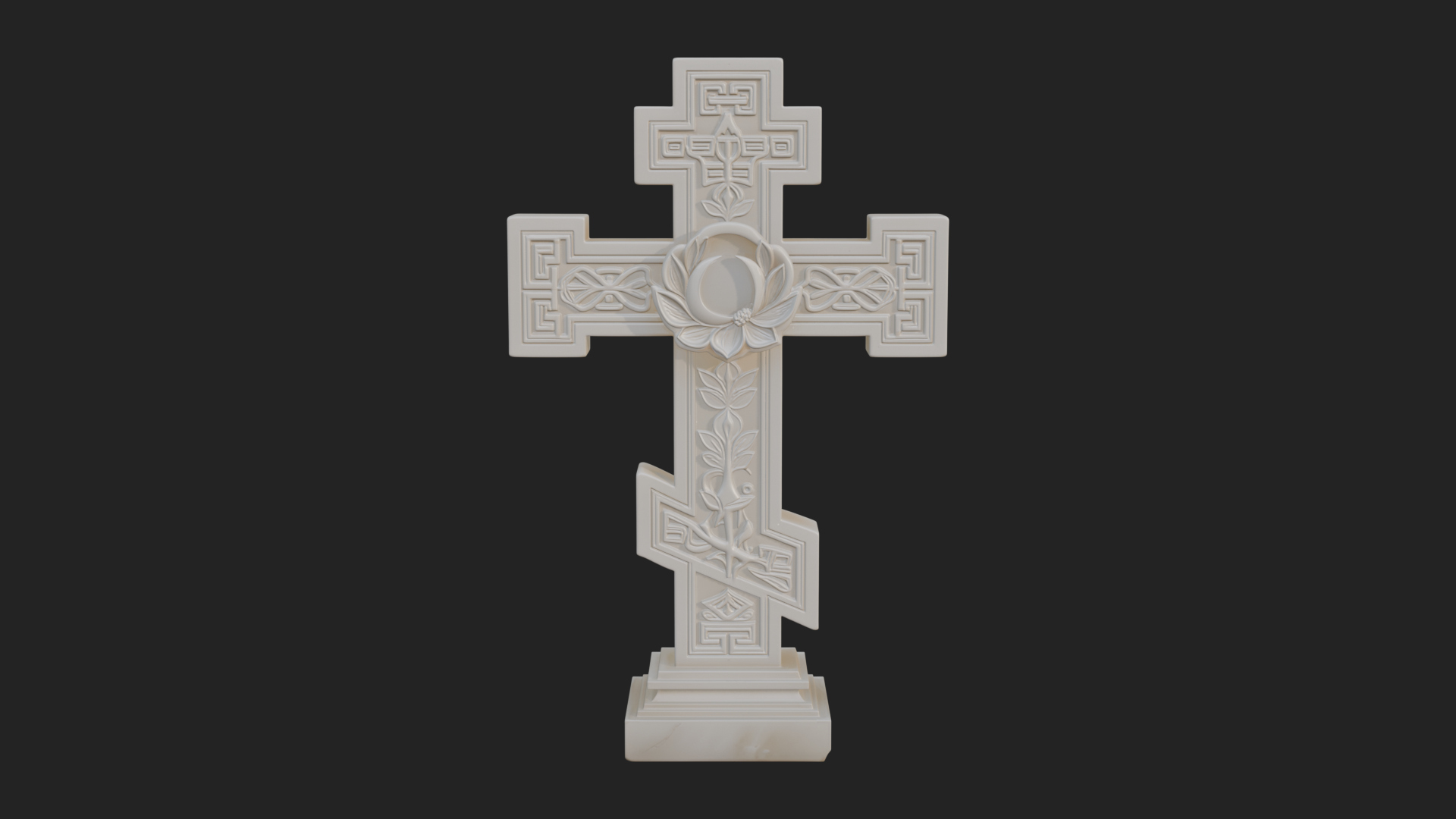 Carved Relief Wall Cross Design 454 3D Print Model 3D Model