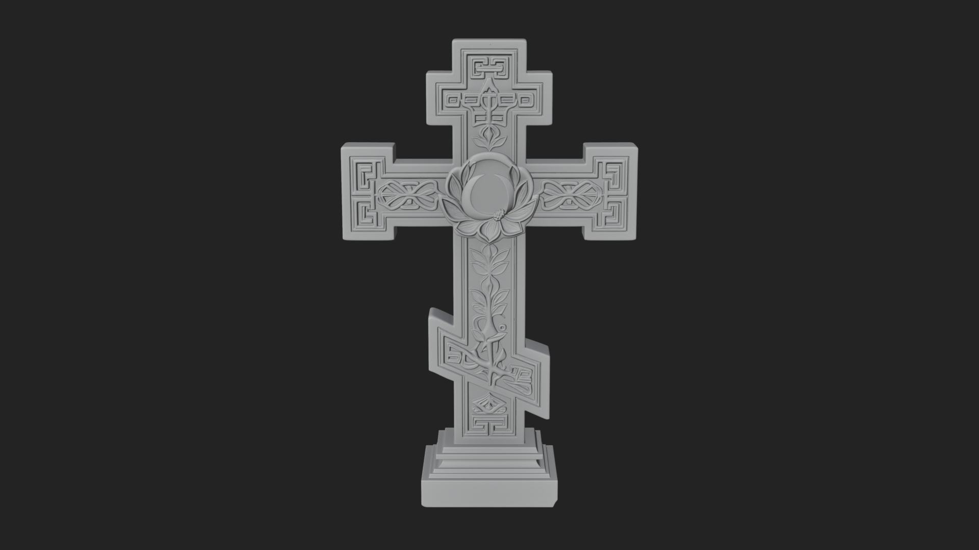 Carved Relief Wall Cross Design 454 3D Print Model 3D Model