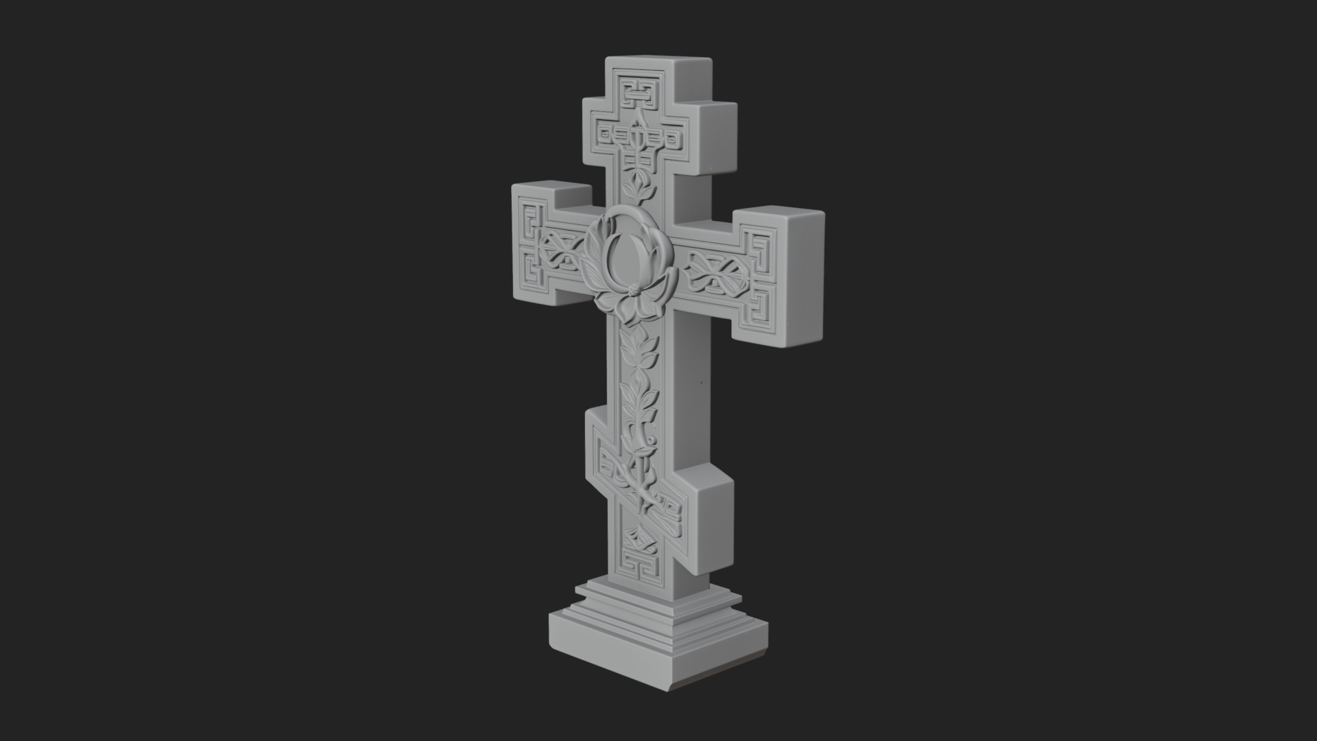 Carved Relief Wall Cross Design 454 3D Print Model 3D Model