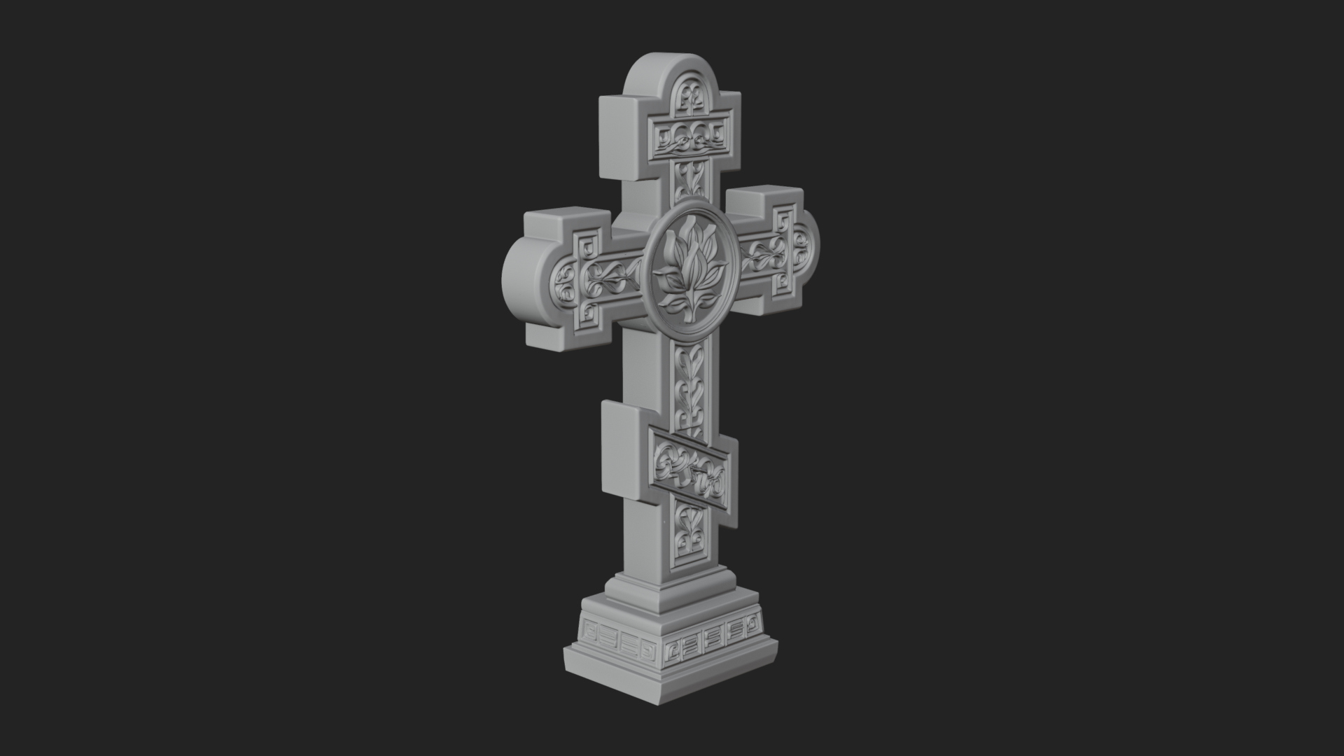 Carved Relief Wall Cross Design 456 3D Print Model 3D Model