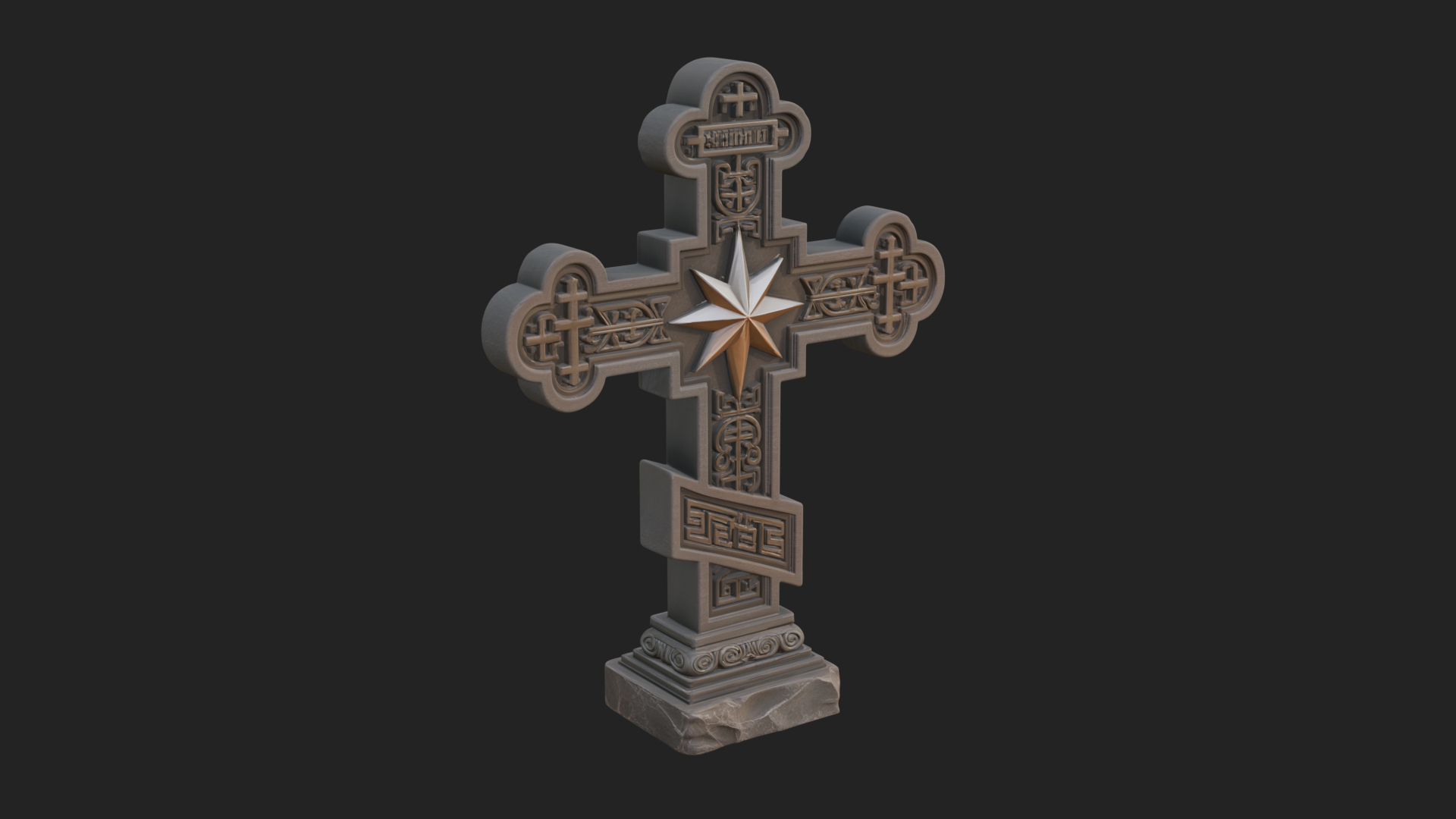 Carved Relief Wall Cross Design 457 3D Print Model 3D Model
