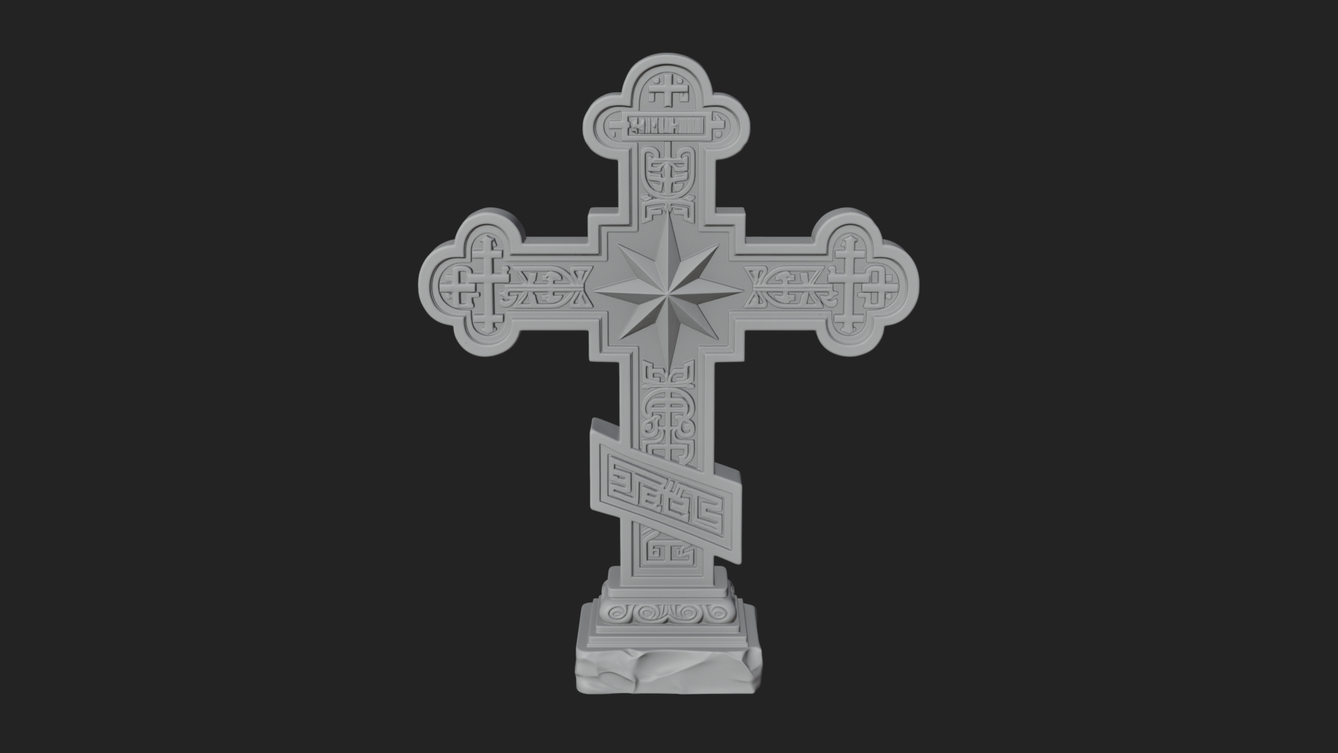 Carved Relief Wall Cross Design 457 3D Print Model 3D Model
