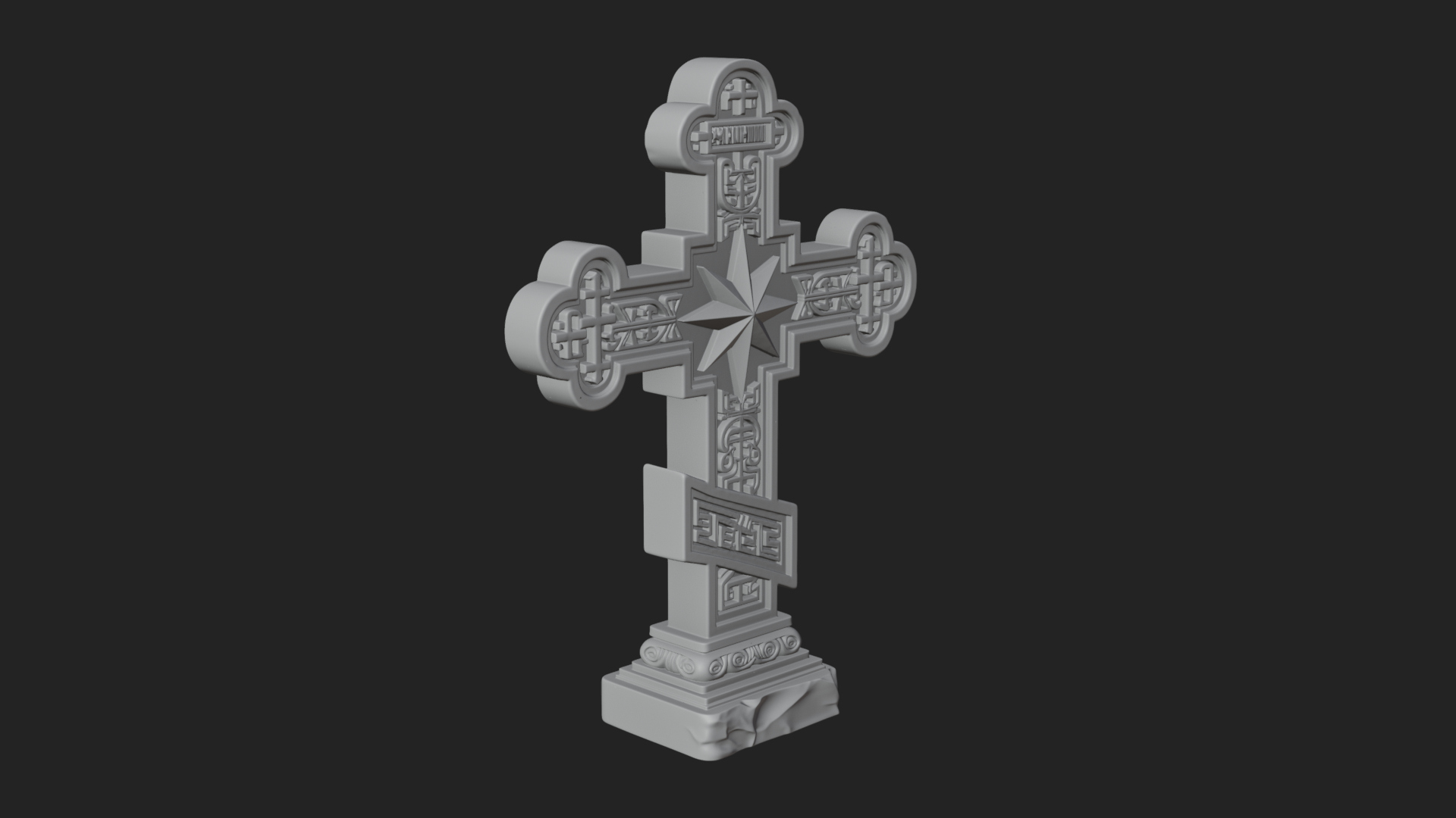 Carved Relief Wall Cross Design 457 3D Print Model 3D Model