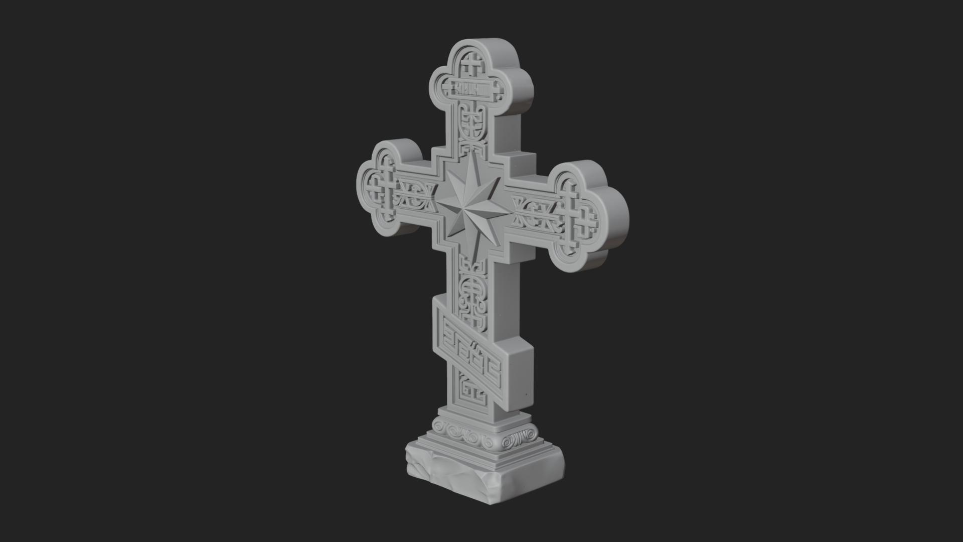 Carved Relief Wall Cross Design 457 3D Print Model 3D Model