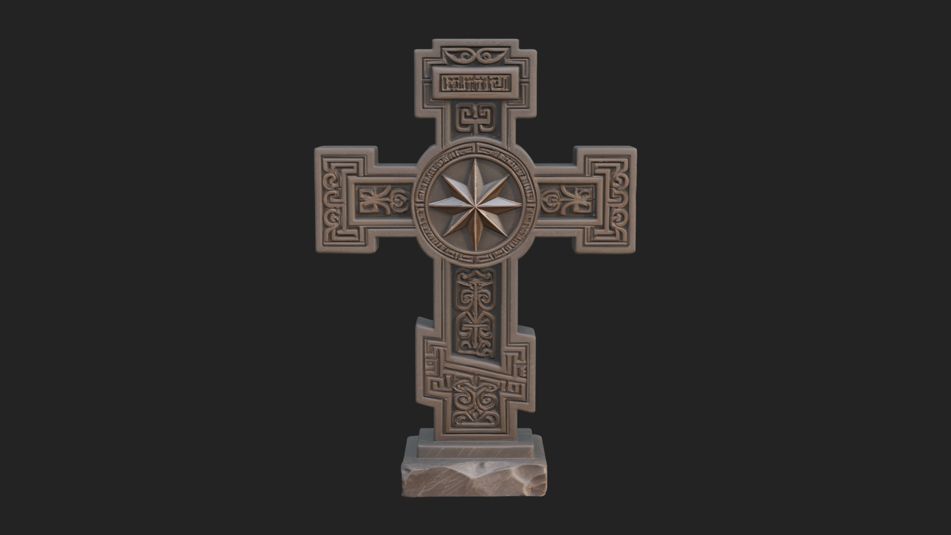 Carved Relief Wall Cross Design 458 3D Print Model 3D Model