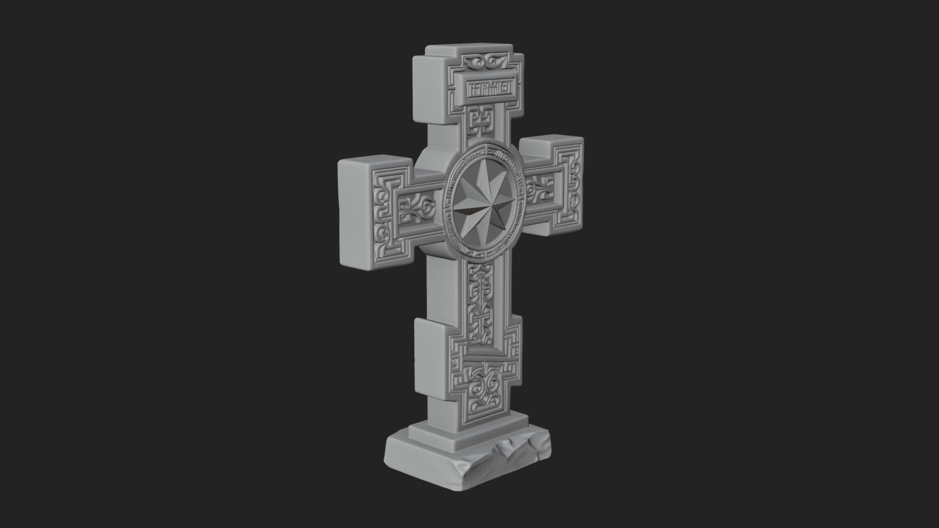 Carved Relief Wall Cross Design 458 3D Print Model 3D Model
