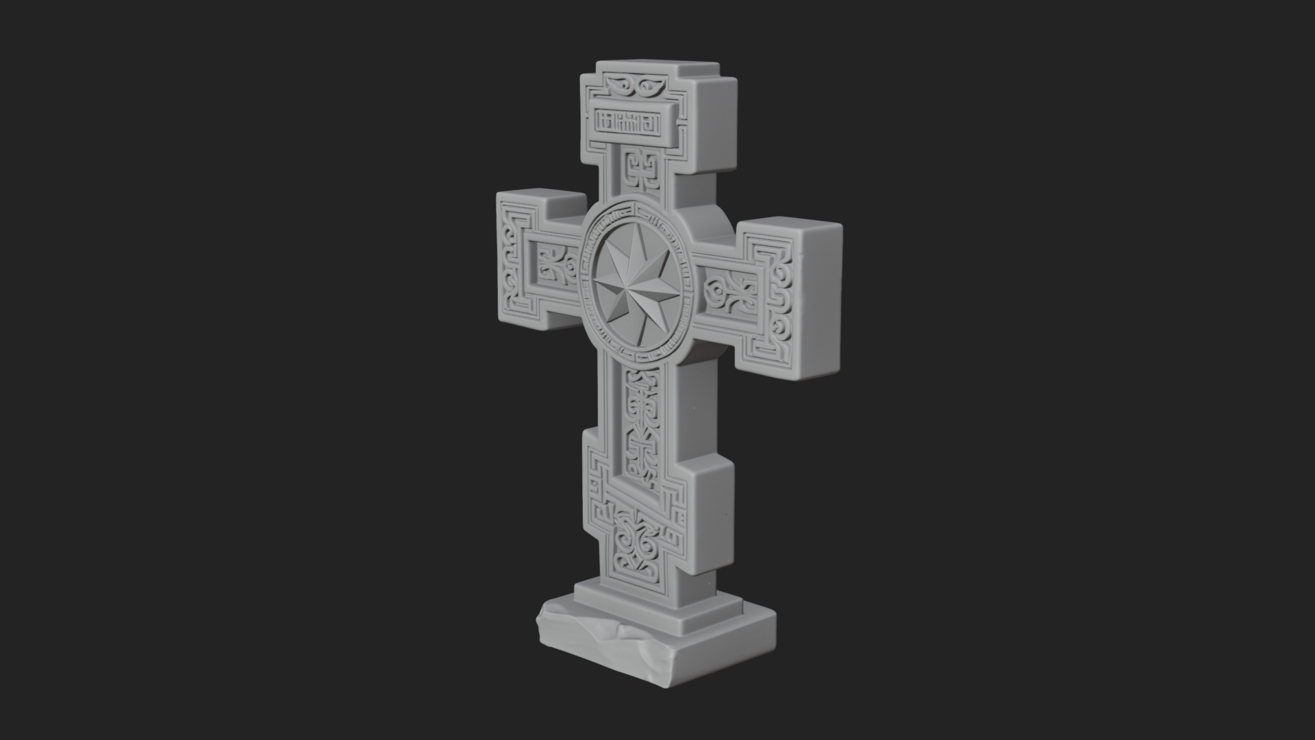 Carved Relief Wall Cross Design 458 3D Print Model 3D Model