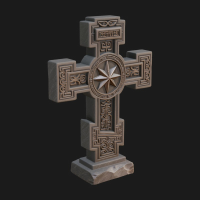 Carved Relief Wall Cross Design 458 3D Print Model