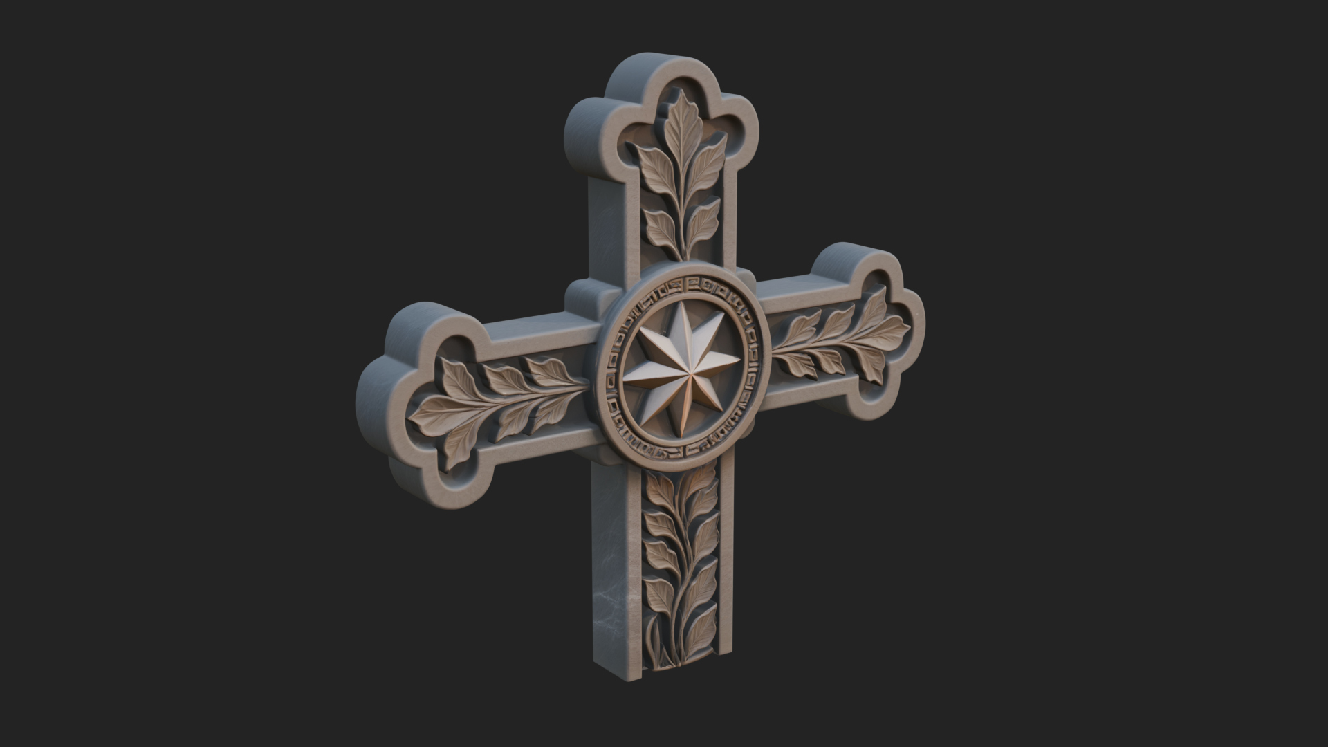 Carved Relief Wall Cross Design 46 3D Print Model 3D Model
