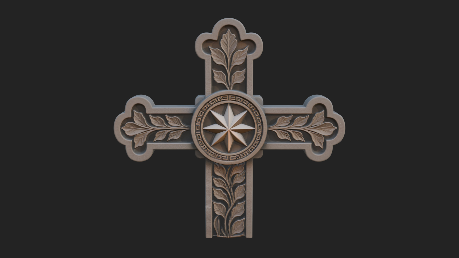 Carved Relief Wall Cross Design 46 3D Print Model 3D Model