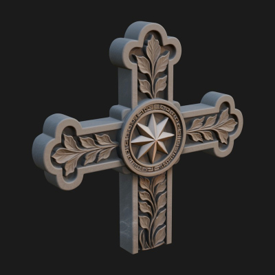 Carved Relief Wall Cross Design 46 3D Print Model
