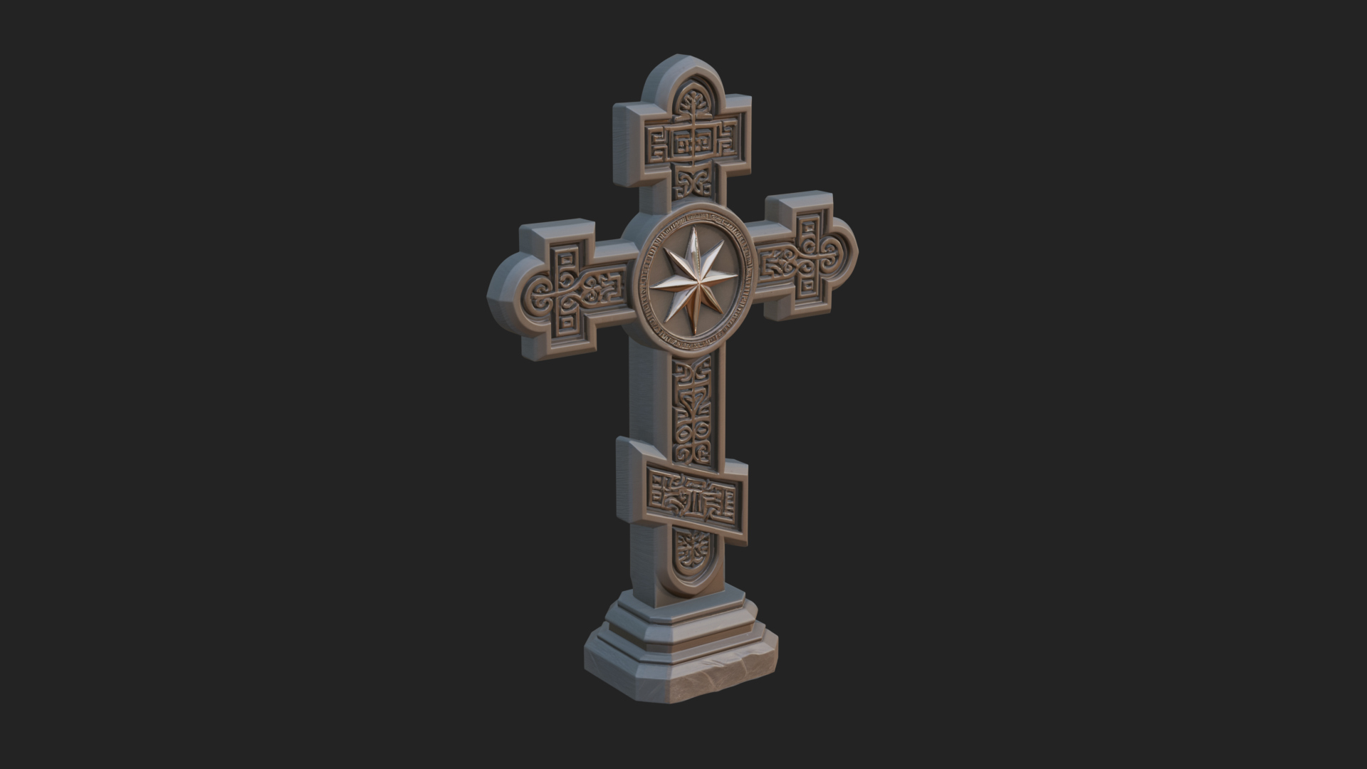 Carved Relief Wall Cross Design 460 3D Print Model 3D Model