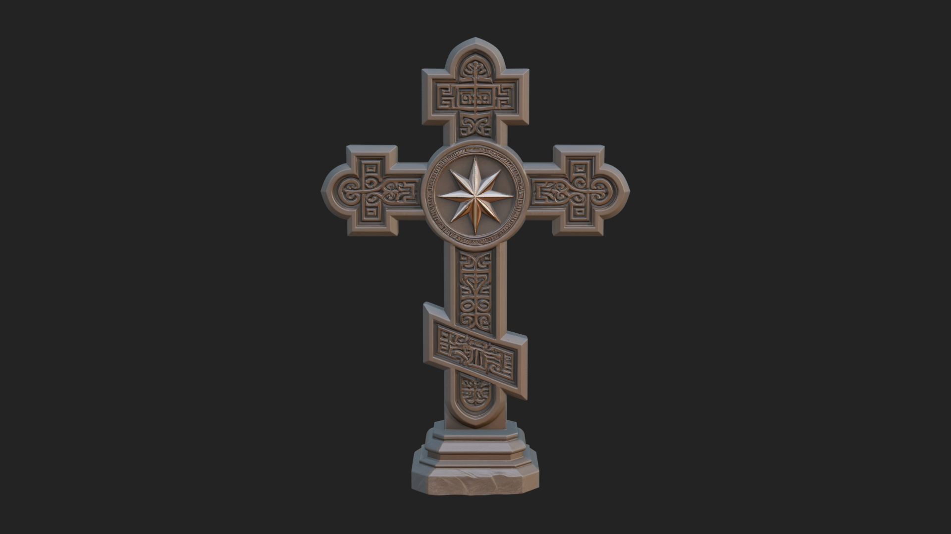Carved Relief Wall Cross Design 460 3D Print Model 3D Model