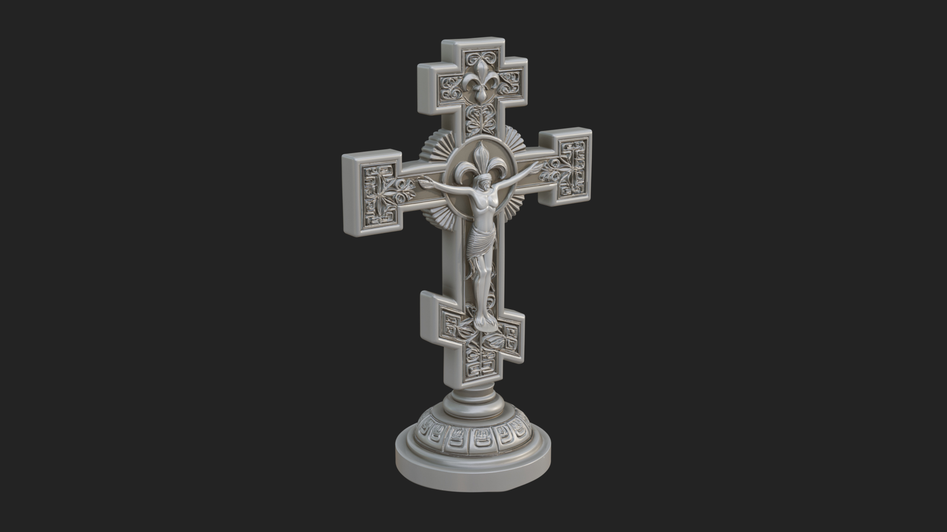 Carved Relief Wall Cross Design 461 3D Print Model 3D Model