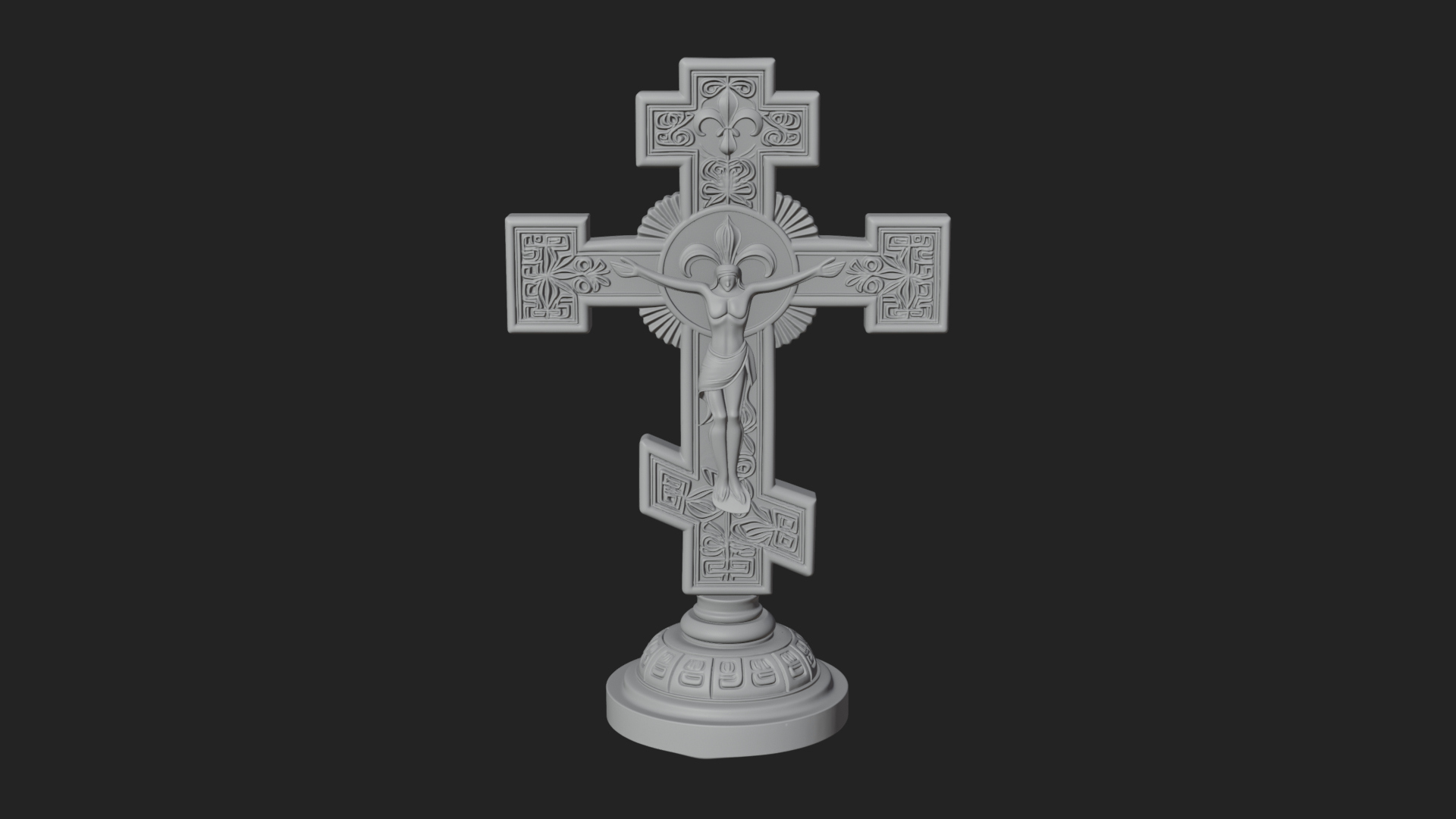 Carved Relief Wall Cross Design 461 3D Print Model 3D Model