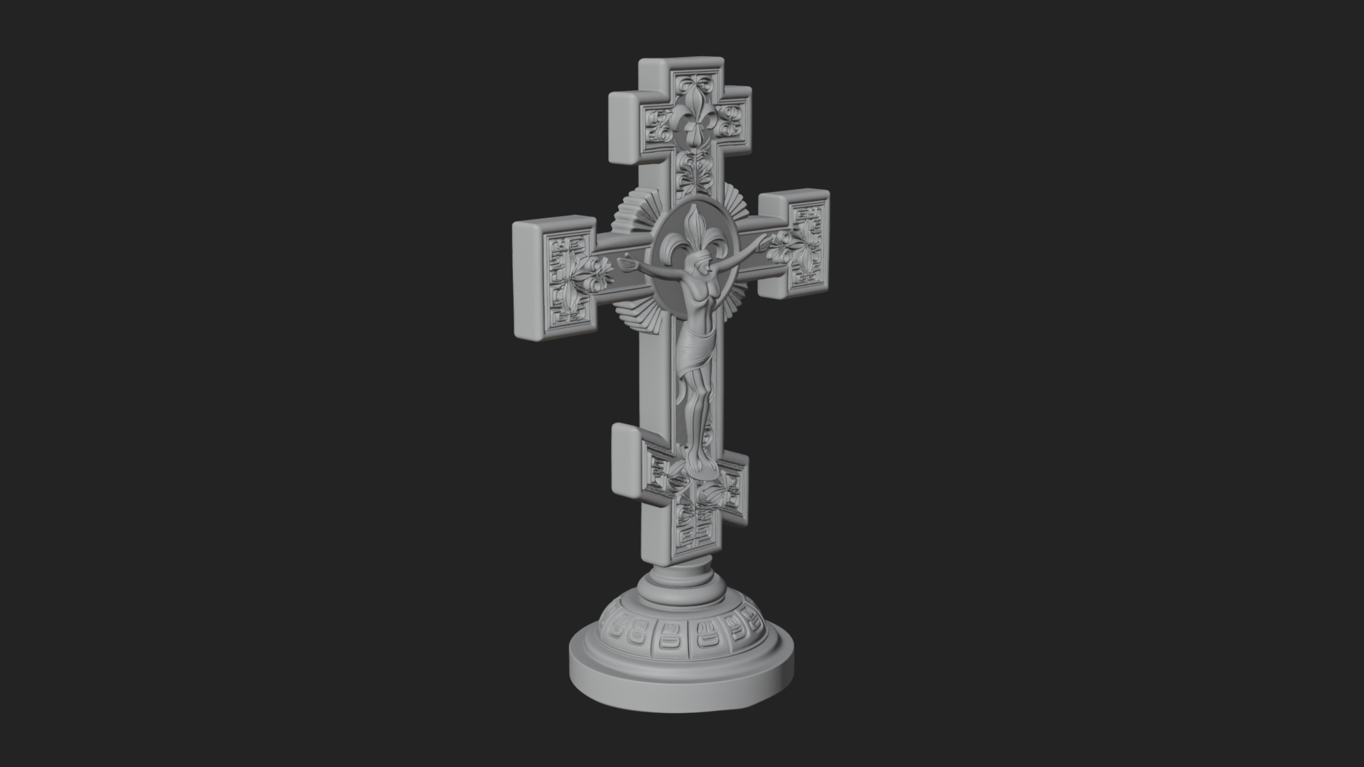 Carved Relief Wall Cross Design 461 3D Print Model 3D Model