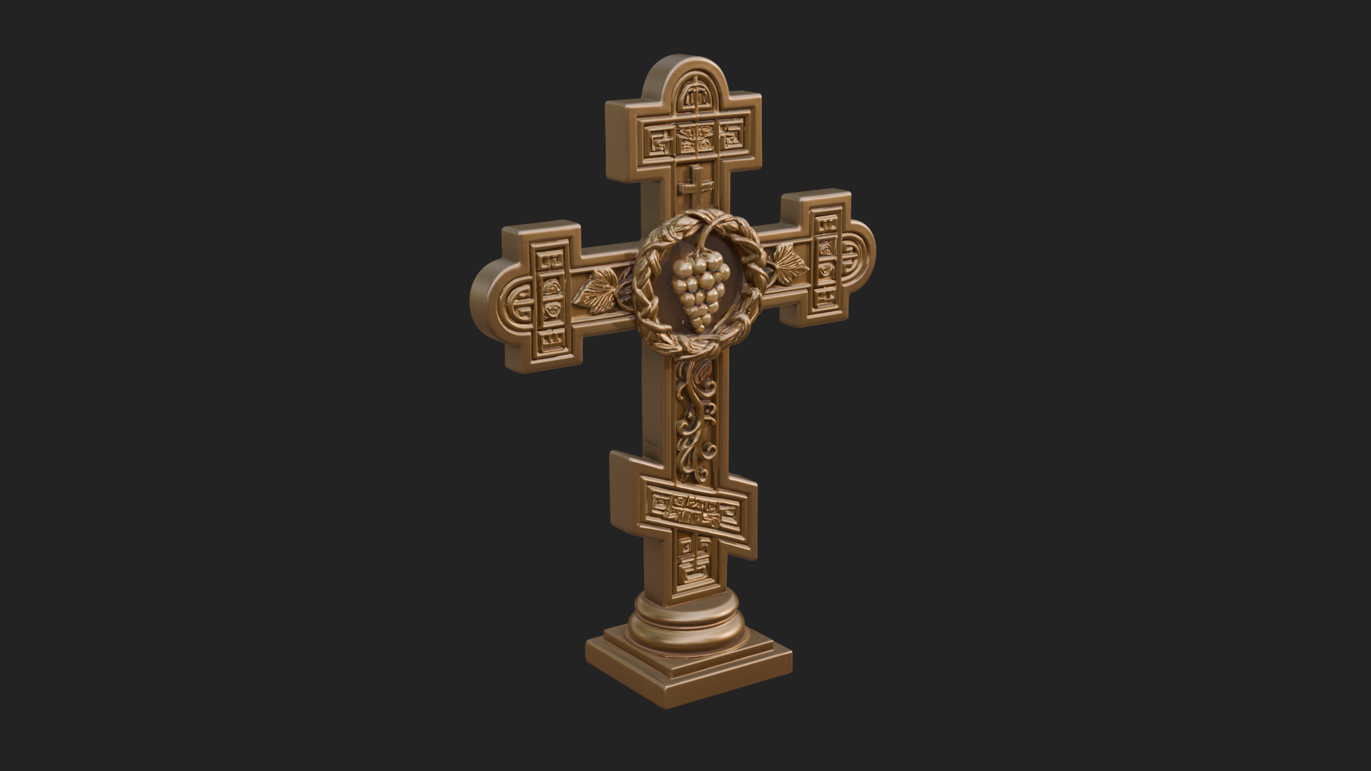 Carved Relief Wall Cross Design 468 3D Print Model 3D Model