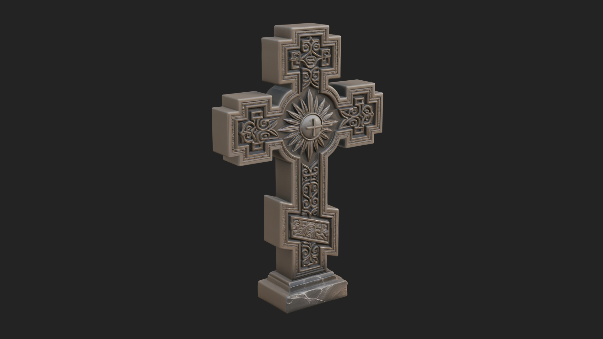 Carved Relief Wall Cross Design 473 3D Print Model 3D Model