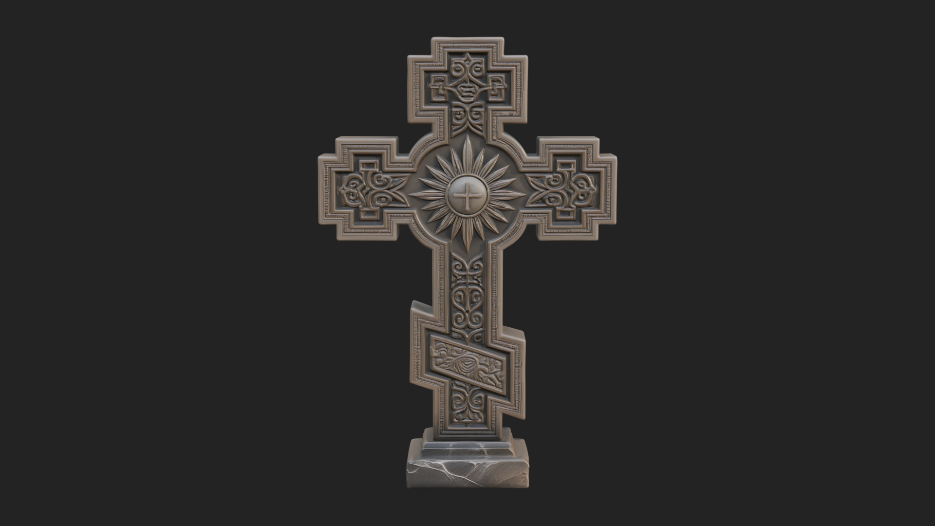 Carved Relief Wall Cross Design 473 3D Print Model 3D Model
