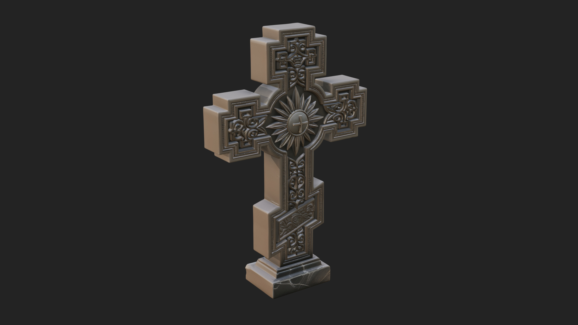Carved Relief Wall Cross Design 473 3D Print Model 3D Model