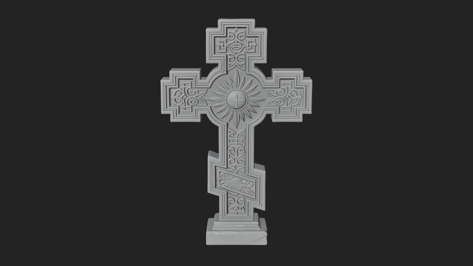 Carved Relief Wall Cross Design 473 3D Print Model 3D Model